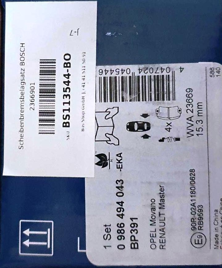 Set di pastiglie per freni a disco BOSCH 2366901