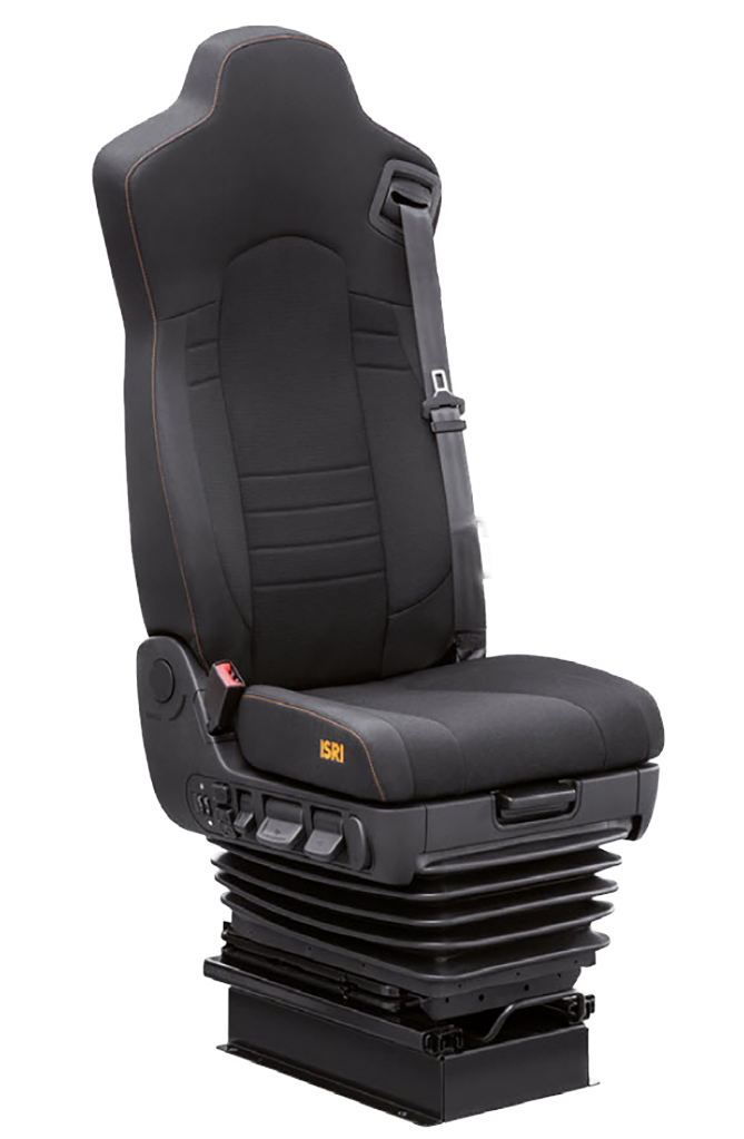 Siège conducteur bus 6860/875 NTS 2 ISRI FS droite commande TU01-3042/TU01-3044 Inka Laos, pivotant, ceinture 3 pts gauche, climatisé sans micro préparation, sans accoudoirs